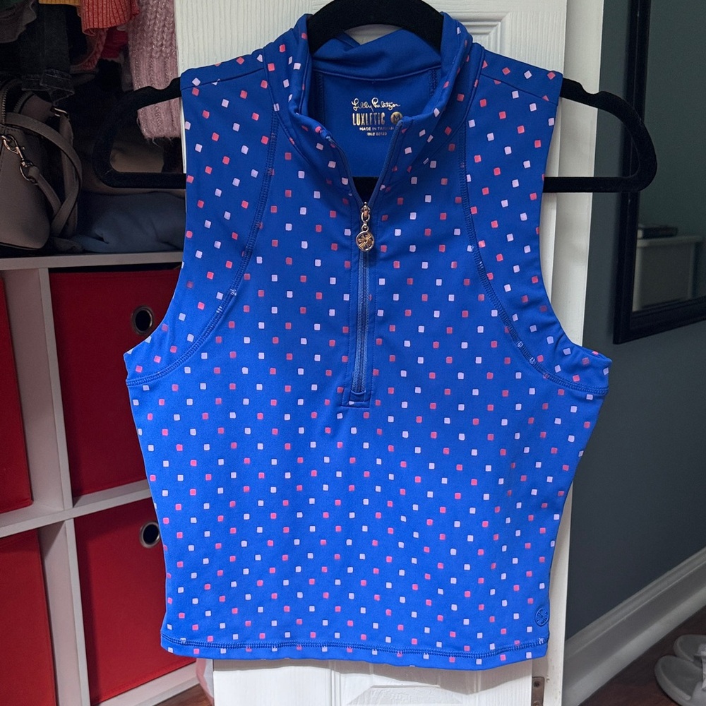 Lilly Pulitzer Blue Tank with Pink Squares